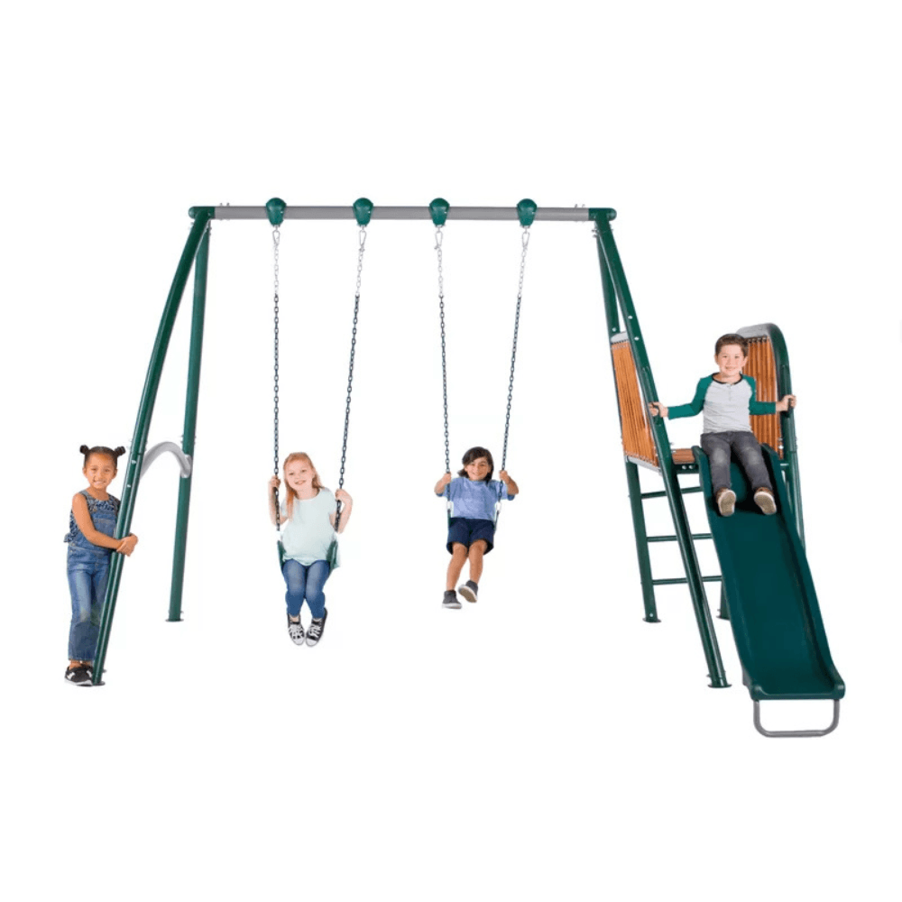 Sportspower Alta Oaks 10′ Heavy Duty Swing Set with Lifetime Warranty on 6′ Double Wall Slide